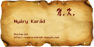 Nyáry Karád névjegykártya
